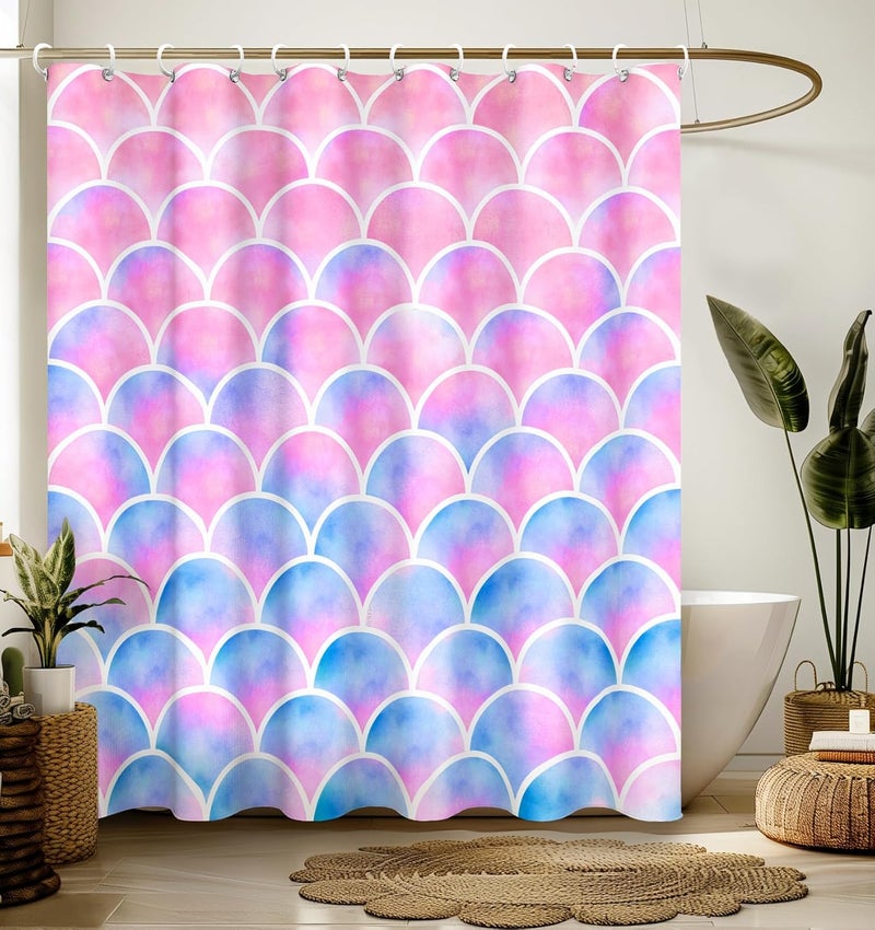 Stanoha Shower Curtain for Bathroom Stall Boho Modern Cute Aesthetic Decorative Girly Waterproof Unique Scales Girls Chic Print Design Teen Pretty Women Cortinas de Baño Bathtub 72 x72 Inch - Image 1